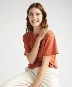 RICHER POORER RELAXED SHORT SLEEVE CROP TEE GINGER SNAP