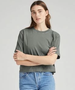 RICHER POORER RELAXED SHORT SLEEVE CROP TEE GUNMETAL NEW IN