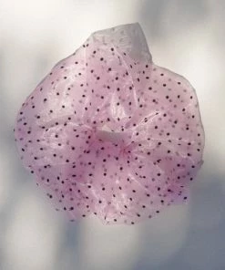 PIPE AND ROW NEW IN SHEER DOT PINK SCRUNCHIE