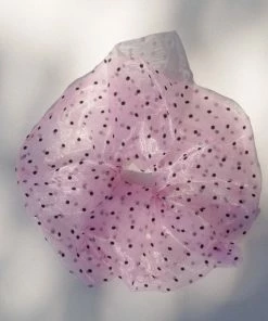 PIPE AND ROW NEW IN SHEER DOT PINK SCRUNCHIE