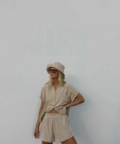 ARAMINTA JAMES TERRY BUCKET HAT BISCUIT SALE