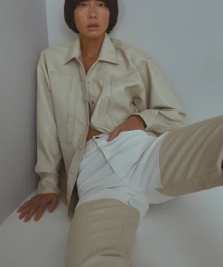 AGOLDE UTILITY VEGAN LEATHER SHIRT