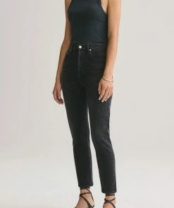 AGOLDE RILEY HI RISE CROP BLACK PEPPER