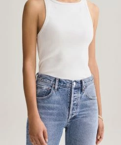 AGOLDE RIB HIGH NECK TANK WHITE NEW IN 9 AGOLDE RIB HIGH NECK TANK WHITE NEW IN