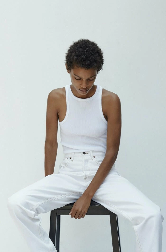 AGOLDE RIB HIGH NECK TANK WHITE NEW IN 2 AGOLDE RIB HIGH NECK TANK WHITE NEW IN