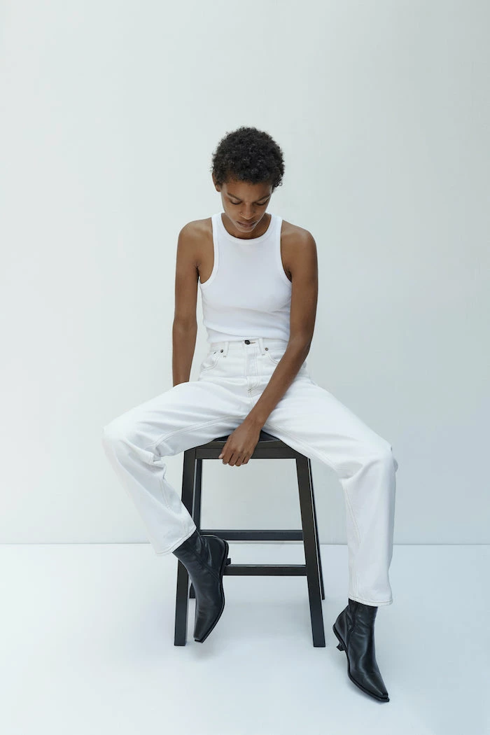 AGOLDE RIB HIGH NECK TANK WHITE NEW IN 3 AGOLDE RIB HIGH NECK TANK WHITE NEW IN