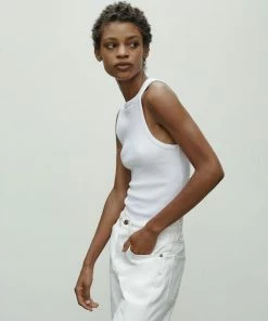 AGOLDE RIB HIGH NECK TANK WHITE NEW IN