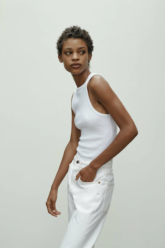 AGOLDE RIB HIGH NECK TANK WHITE NEW IN 1 AGOLDE RIB HIGH NECK TANK WHITE NEW IN