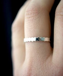 HANNAH NAOMI THICK BEAD STACKING RING SILVER