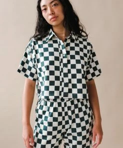 DUSHYANT SHORT SLEEVE CHECKERED TOP