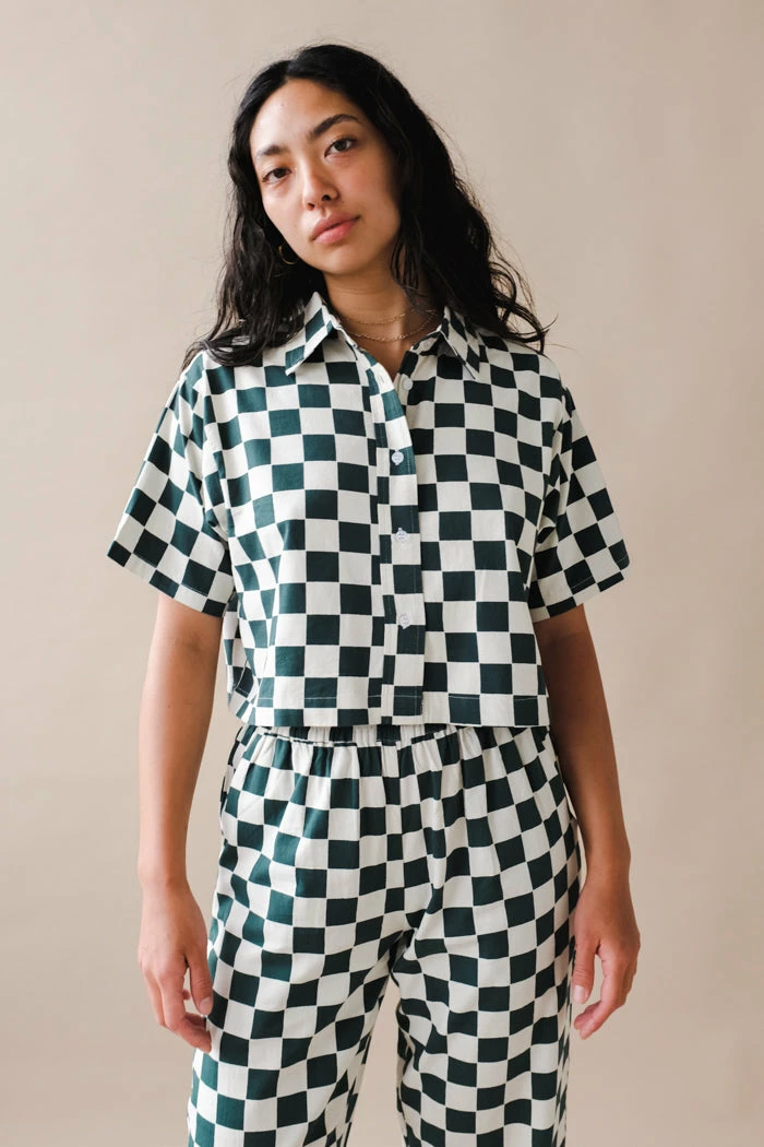 DUSHYANT SHORT SLEEVE CHECKERED TOP 1 DUSHYANT SHORT SLEEVE CHECKERED TOP
