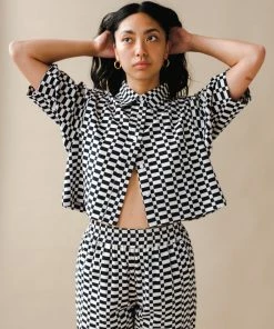 DUSHYANT SHORT SLEEVE CHECKERED TOP