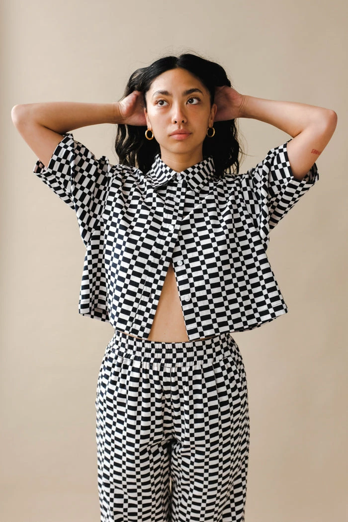 DUSHYANT SHORT SLEEVE CHECKERED TOP 1 DUSHYANT SHORT SLEEVE CHECKERED TOP