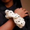 PIPE AND ROW NEW IN SILKY IVORY POLKA DOT SCRUNCHIE
