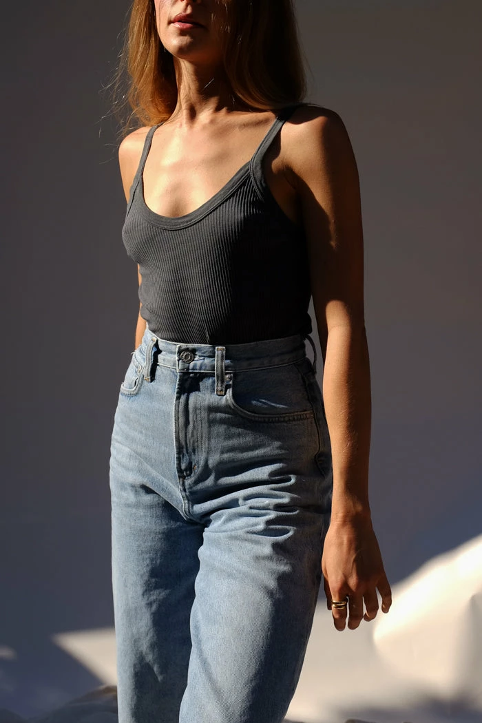 LACAUSA SPRING '22 MAYA RIBBED TANK SLATE 1 LACAUSA SPRING '22 MAYA RIBBED TANK SLATE