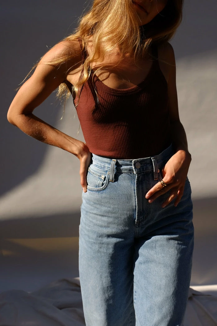 LACAUSA MAYA RIBBED TANK CHOCOLATE SPRING '22 2 LACAUSA MAYA RIBBED TANK CHOCOLATE SPRING '22