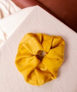 PIPE AND ROW SILKY MUSTARD SCRUNCHIE