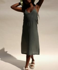 LACAUSA ALMA SLIP DRESS SEAWEED SPRING '22