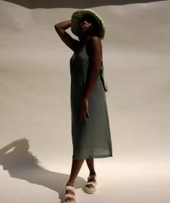 LACAUSA ALMA SLIP DRESS SEAWEED SPRING '22