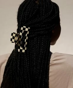 PIPE AND ROW NEW IN XL CHECKER HAIR CLAW BLACK/WHITE