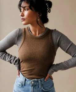 AGOLDE MAYA SCOOP NECK RIB LONG SLEEVE NEW IN