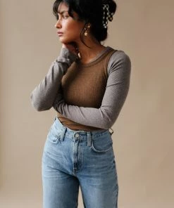 AGOLDE MAYA SCOOP NECK RIB LONG SLEEVE NEW IN