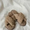 PIPE AND ROW BROWN SHEARLING SLIPPERS NEW IN