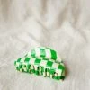 PIPE AND ROW ASYMMETRICAL HAIR CLAW GREEN CHECK