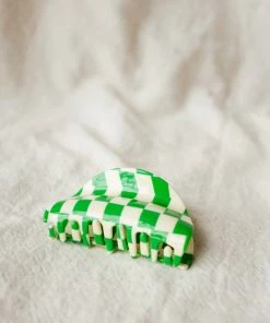 PIPE AND ROW ASYMMETRICAL HAIR CLAW GREEN CHECK