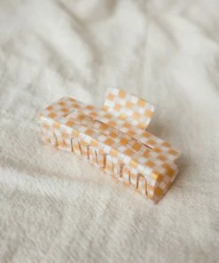 PIPE AND ROW PIPE AND ROW STAPLES XL CHECKER HAIR CLAW PEACH