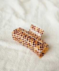 PIPE AND ROW SPRING '22 XL CHECKER HAIR CLAW BROWN