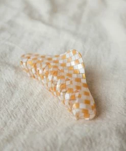 PIPE AND ROW NEW IN SHELL CHECKER HAIR CLAW PEACH