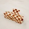 PIPE AND ROW XL CHECKER HAIR CLAW BROWN & CREAM