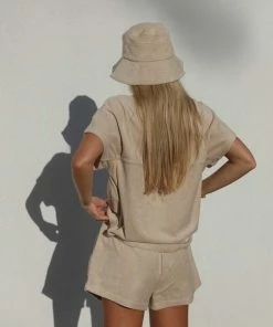 ARAMINTA JAMES TERRY BUCKET HAT BISCUIT SALE