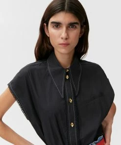 GANNI SPRING '22 COTTON POPLIN DIAMOND SLEEVELESS TOP
