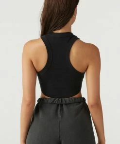 JOAH BROWN CROP RIB BODY TANK