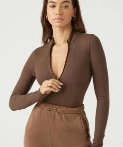 JOAH BROWN SPRING '22 HALF ZIP MOCK NECK