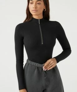 JOAH BROWN SPRING '22 HALF ZIP MOCK NECK