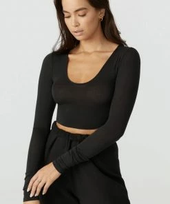 JOAH BROWN SCOOP NECK LONG SLEEVE SPRING '22
