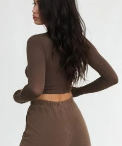 JOAH BROWN SCOOP NECK LONG SLEEVE