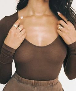 JOAH BROWN SCOOP NECK LONG SLEEVE