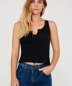 LACAUSA ROXY RIBBED TANK BLACK NEW IN
