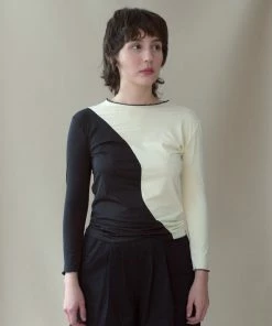 NIN STUDIO SWIRL MESH LONG SLEEVE TOP