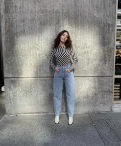 NICE THINGS CHECKER ROUND NECK LONG SLEEVE SALE