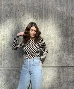 NICE THINGS CHECKER ROUND NECK LONG SLEEVE SALE