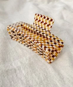 PIPE AND ROW SPRING '22 XL CHECKER HAIR CLAW BROWN