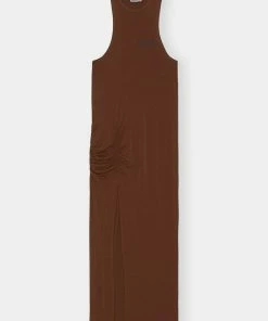 GANNI SOFTWARE LIGHT STRETCH JERSEY MAXI DRESS SPRING '22