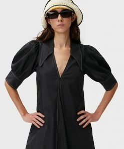 GANNI SPRING '22 COTTON POPLIN MAXI DRESS