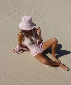 ARAMINTA JAMES NEW IN TERRY BUCKET HAT DUSTY ROSE