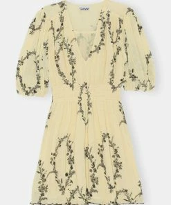 GANNI PLEATED GEORGETTE MINI DRESS